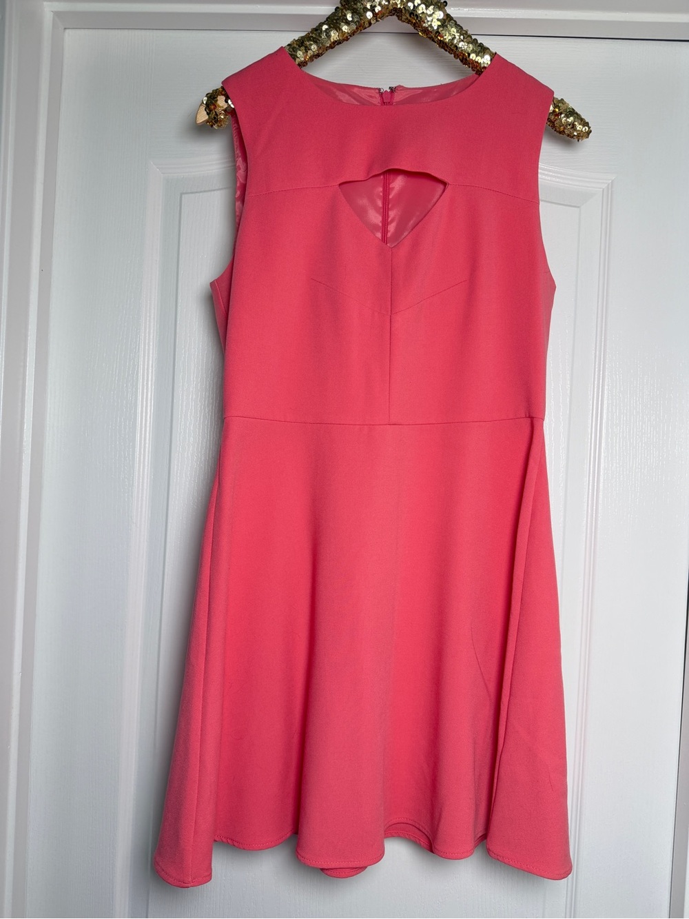 French Connection Fit and Flare Cutout Mini Dress in pink size 10